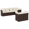 vidaXL 7 pcs conjunto de sof&aacute;s jardim c/ almofad&otilde;es vime PE castanho