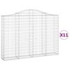vidaXL Cestos gabião arqueados 11 pcs 200x30x140/160 ferro galvanizado