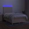 vidaXL Cama box spring c/ colch&atilde;o e LED 120x200 cm tecido cor creme