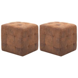 vidaXL Pufe 2 pcs 30x30x30 cm camur&ccedil;a castanho