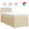 vidaXL Cama com molas/colch&atilde;o 90x200 cm tecido cor cr&egrave;me