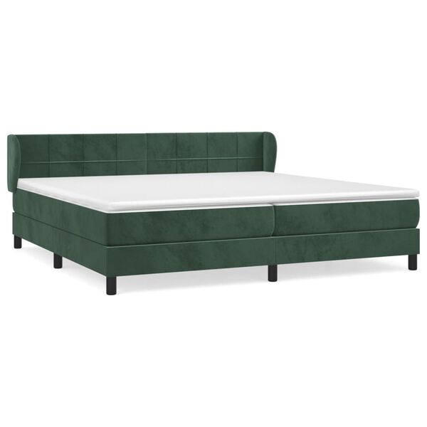 vidaXL Cama com molas/colch&atilde;o 200x200 cm veludo verde-escuro