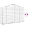 vidaXL Cestos gabi&atilde;o arqueados 5pcs 200x30x120/140cm ferro galvanizado