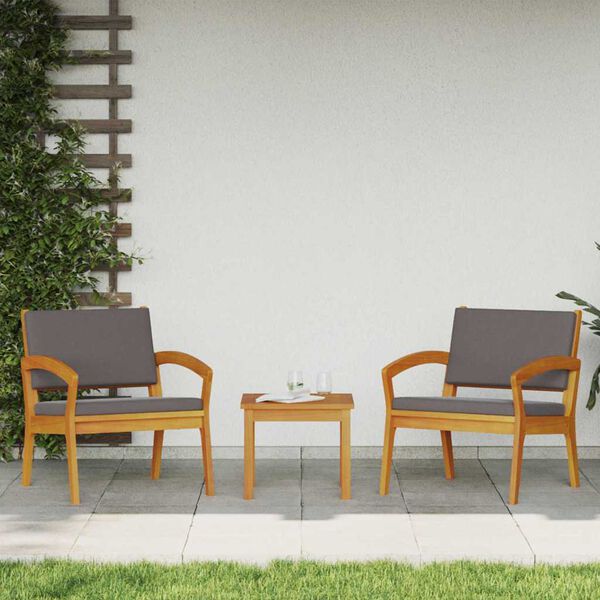 vidaXL Conjunto bistro 3 pcs Castanho 59,5 x 70,5 x 72,5 cm Poli&eacute;ster