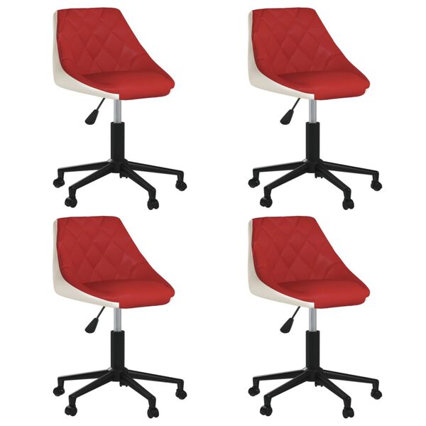 vidaXL Cadeiras jantar girat&oacute;rias 4pcs couro art vermelho tinto/branco