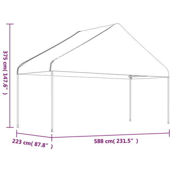 vidaXL Gazebo com telhado 5,88x2,23x3,75 m polietileno branco