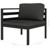 vidaXL 3 pcs conjunto lounge jardim com almofadões alumínio antracite