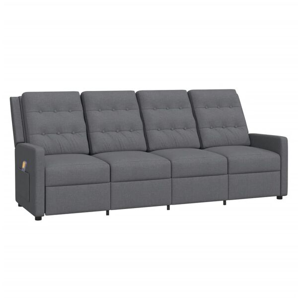 vidaXL Sof&aacute; de massagens reclin&aacute;vel 4 lugares tecido cinzento-claro