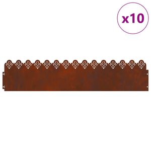 vidaXL Delimitadores de relvado 10 unid. 103 x 0,05 x 22 cm A&ccedil;o Corten