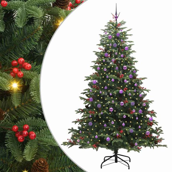 vidaXL &Aacute;rvore de Natal Artificial Verde 240 cm PVC, Metal e Pl&aacute;stico