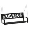 vidaXL Banco de balan&ccedil;o para jardim 125 cm a&ccedil;o e pl&aacute;stico preto
