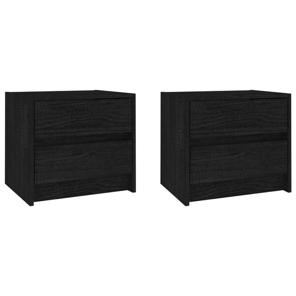 vidaXL Mesas de cabeceira 2 pcs 40x30,5x35,5 cm pinho maci&ccedil;o preto