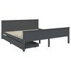 vidaXL Estrutura cama c/ 2 gavetas 200x200cm pinho maci&ccedil;o cinza-escuro