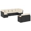 vidaXL 9 pcs conjunto de sof&aacute;s p/ jardim c/ almofad&otilde;es vime PE preto