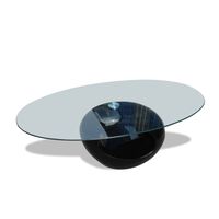 vidaXL Mesa de centro com tampo oval de vidro, preto brilhante