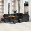 vidaXL Conjunto de Sof&aacute; de Jardim com almofada Preto Rattan Sint&eacute;tico
