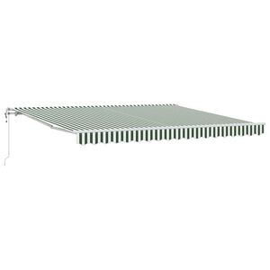 vidaXL Toldo retr&aacute;til Verde e Branco 400 &times; 300 cm Tecido e Alum&iacute;nio