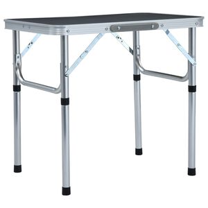 vidaXL Mesa de campismo dobr&aacute;vel 60x45 cm alum&iacute;nio cinzento