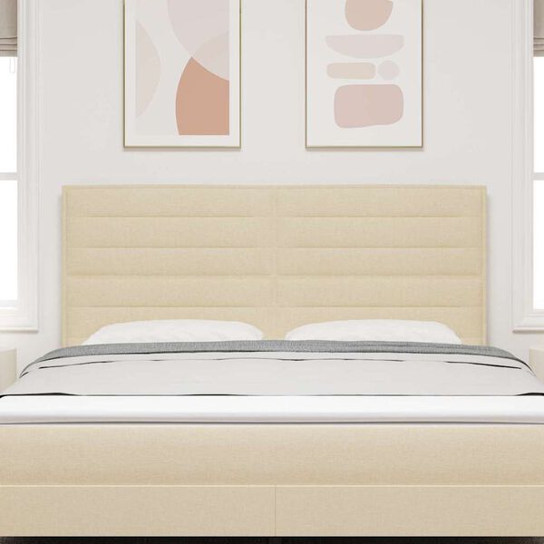 vidaXL Cabeceira LED com luzes de tira LED Creme 180 cm Poli&eacute;ster