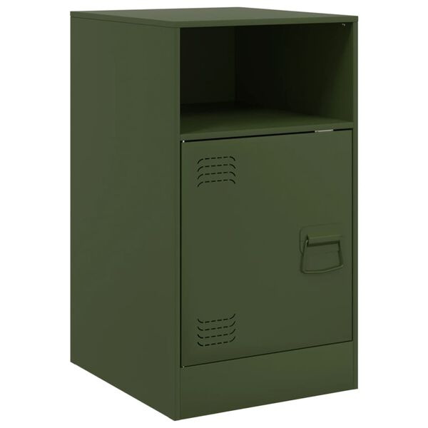 vidaXL Mesa de cabeceira 34,5x39x62 cm aço verde azeitona