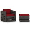 vidaXL 2 pcs conj. lounge jardim + almofad&otilde;es madeira impreg. cinzento
