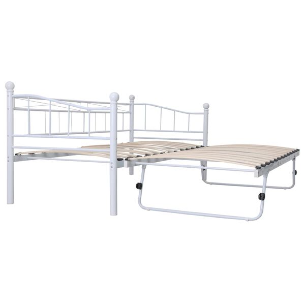 vidaXL Estrutura de cama em a&ccedil;o 180x200/90x200 cm branco