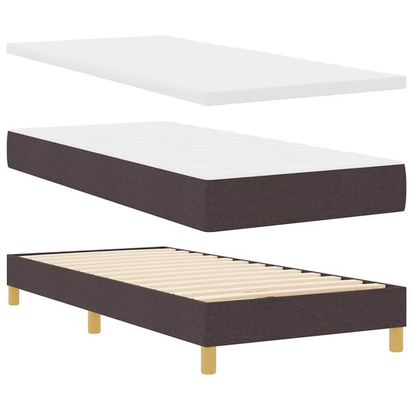 vidaXL Cama Box com colch&atilde;o Marrom Escuro 200 x 100 cm Poli&eacute;ster