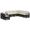 vidaXL Conjunto de Sof&aacute; de Jardim 9 unid. Preto vime PE