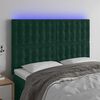 vidaXL Cabeceira de cama c/ LED veludo 144x5x118/128 cm verde-escuro