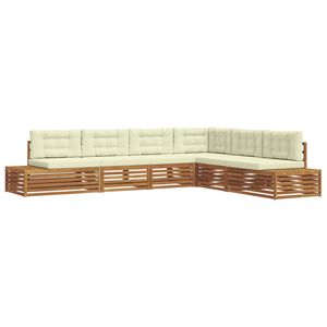 vidaXL 7 unid. Conjunto de Sof&aacute;s para Exterior Natural e Creme
