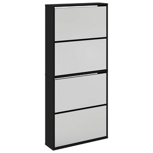 vidaXL Sapateira com espelho 4 divis&oacute;rias 63x17x134 cm preto