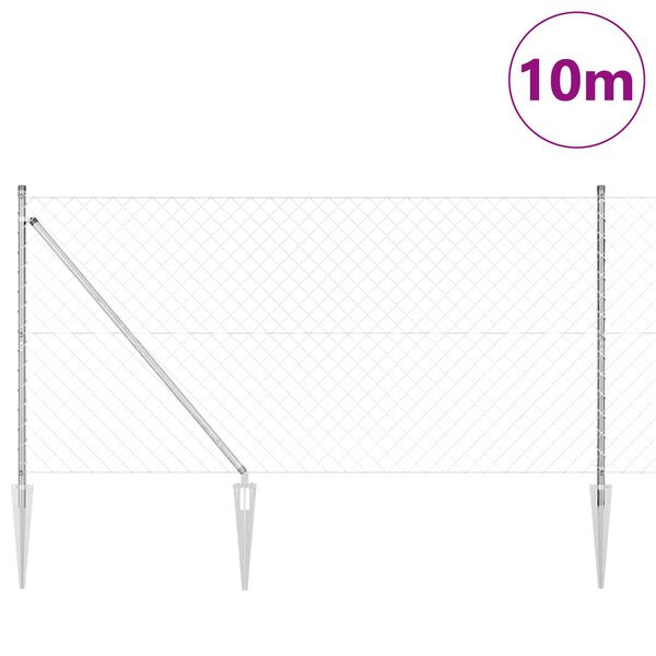 vidaXL Poste de Cerca Prateado 10 x 1,4 m (malha 60 x 60 mm) A&ccedil;o