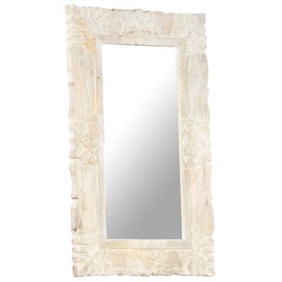 vidaXL Espelho 80x50 cm madeira de mangueira maciça branco
