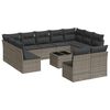 vidaXL 12 pcs conjunto de sof&aacute;s jardim c/ almofad&otilde;es vime PE cinzento