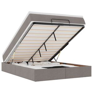 vidaXL Estrutura de cama otomana com colch&atilde;o tecido cinzento 140x190cm