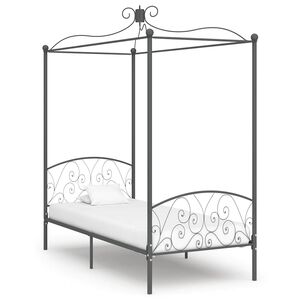 vidaXL Estrutura de cama com dossel 90x200 cm metal cinzento