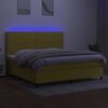 vidaXL Cama box spring c/ colch&atilde;o e LED 200x200 cm tecido verde
