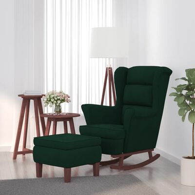 vidaXL Cadeira baloiço c/ pernas de metal e banco veludo verde-escuro
