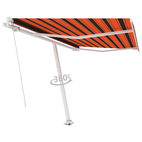 vidaXL Toldo retrátil manual independente 350x250cm laranja e castanho