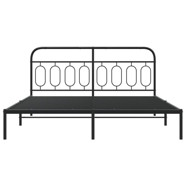 vidaXL Estrutura de cama em metal com cabeceira 180x200 cm preto