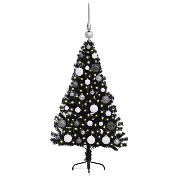 vidaXL &Aacute;rvore de Natal Artificial Pr&eacute;-iluminada Preto 120 cm PVC