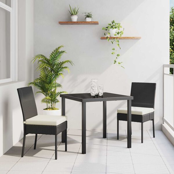 vidaXL Conjunto de Jantar para Jardim 3 pcs Preto A&ccedil;o revestido a p&oacute;