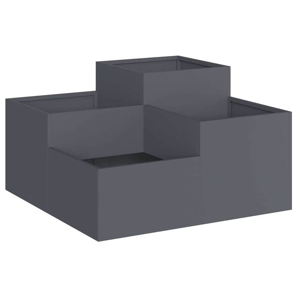 vidaXL Vaso de Jardim Antracite 100 x 100 x 48 cm A&ccedil;o