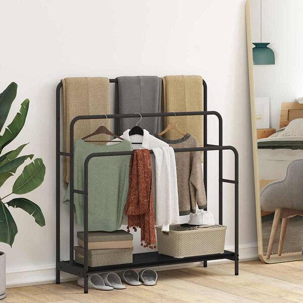 vidaXL Cabideiro Carvalho Preto 90 x 30 x 100,5 cm Madeira processada