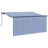 vidaXL Toldo Retr&aacute;til Azul e Branco 300 x 200 cm Poli&eacute;ster e Alum&iacute;nio
