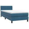 vidaXL Cama box spring c/ colch&atilde;o e LED 80x220 cm veludo azul-escuro