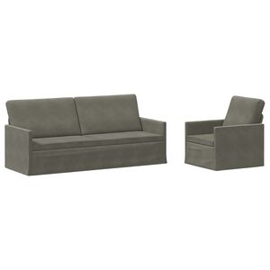 vidaXL Conjunto de Sof&aacute;s 2 pcs Cinzento-claro Tecido de Veludo Cotele
