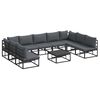 vidaXL Conjunto de Sof&aacute; de Jardim com almofada 10 pcs Preto Alum&iacute;nio