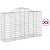 vidaXL Cestos gabi&atilde;o arqueados 5pcs 200x50x120/140cm ferro galvanizado