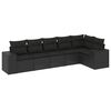vidaXL 6 pcs conjunto sof&aacute;s de jardim c/ almofad&otilde;es vime PE preto